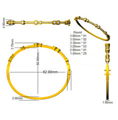 1.5 Carat D-E/VS Lab Grown Round Diamond Bubble Bangle 9k Yellow Gold Ready To Ship