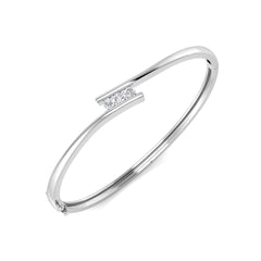 0.4 Carat D-E/VS Lab Grown Round Diamond 3 Stone Bangle 9k White Gold Ready To Ship