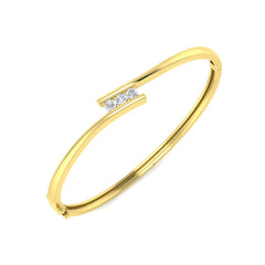0.4 Carat D-E/VS Lab Grown Round Diamond 3 Stone Bangle 9k Yellow Gold Ready To Ship