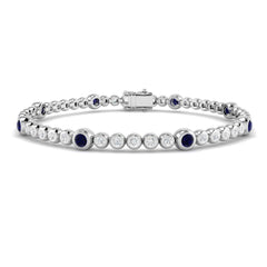 1.70Ct Round Blue Sapphire & Diamond Designer Bracelet 9k White Gold Ready To Ship