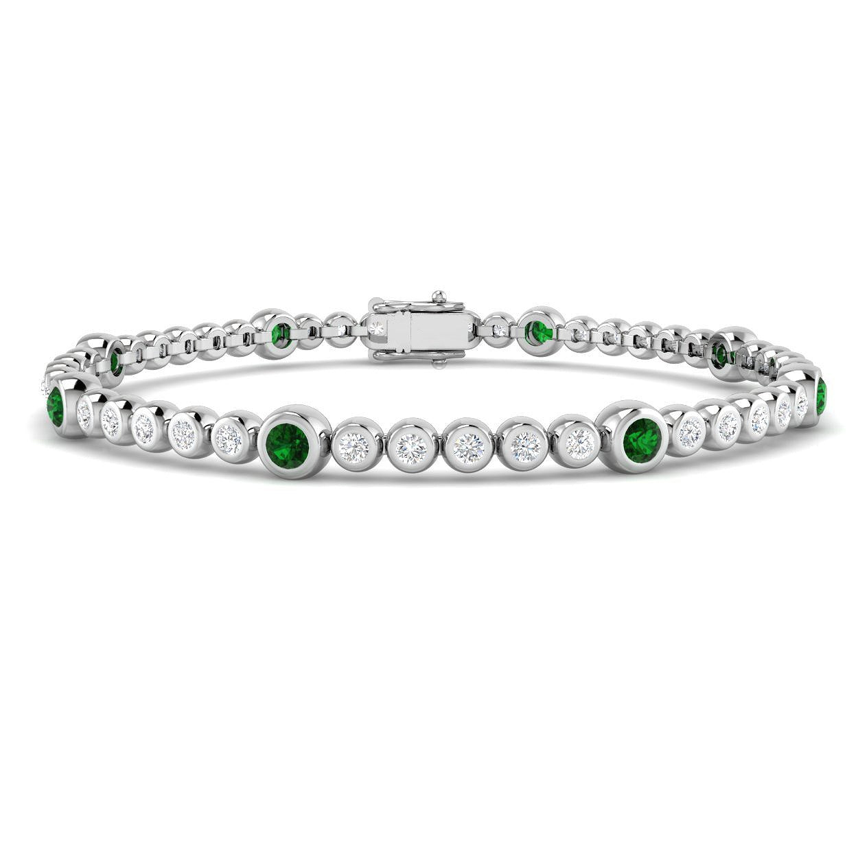 1.50Ct Round Emerald & Diamond Designer Bracelet 9k White Gold Ready To Ship