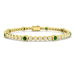 1.50Ct Round Emerald & Diamond Designer Bracelet 9k Yellow Gold Ready To Ship