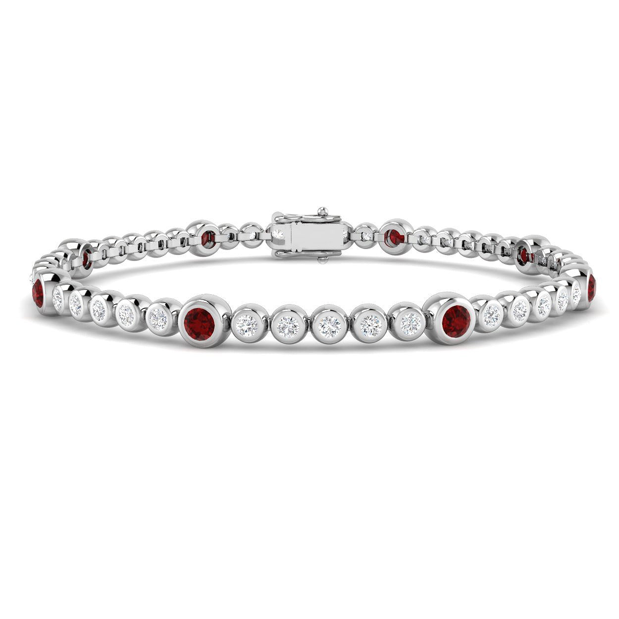 1.50Ct Round Ruby & Diamond Designer Bracelet 9k White Gold Ready To Ship