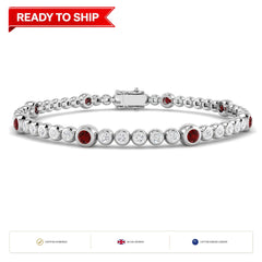 1.50Ct Round Ruby & Diamond Designer Bracelet 9k White Gold