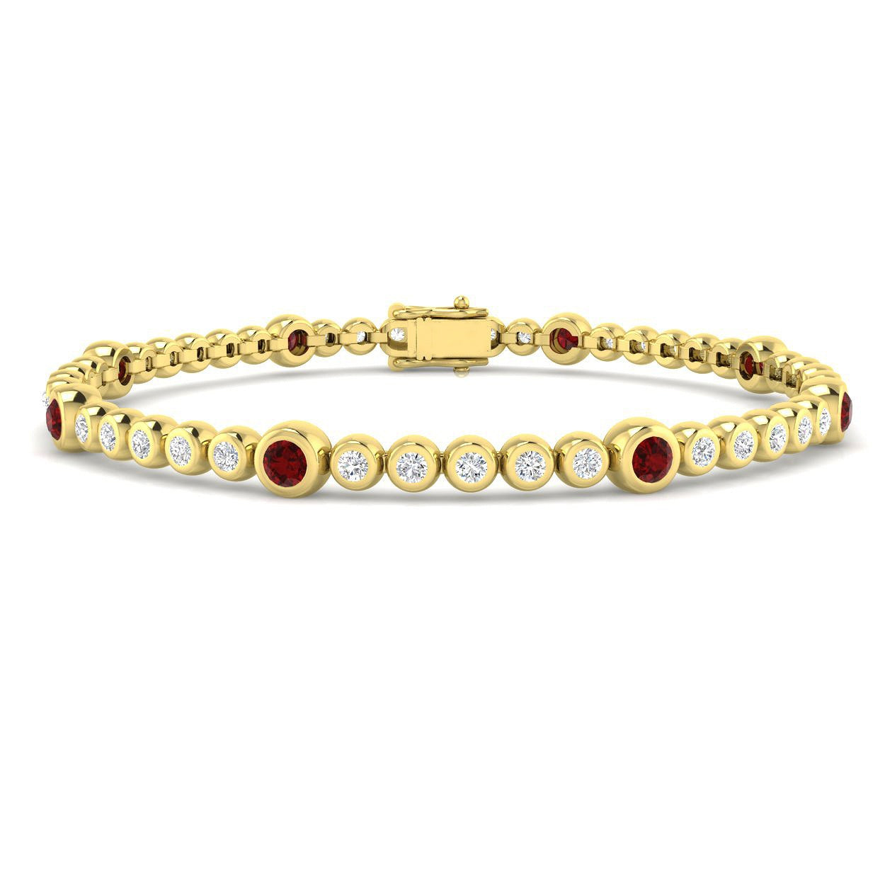 1.50Ct Round Ruby & Diamond Designer Bracelet 9k Yellow Gold Ready To Ship
