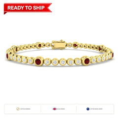 1.50Ct Round Ruby & Diamond Designer Bracelet 9k Yellow Gold