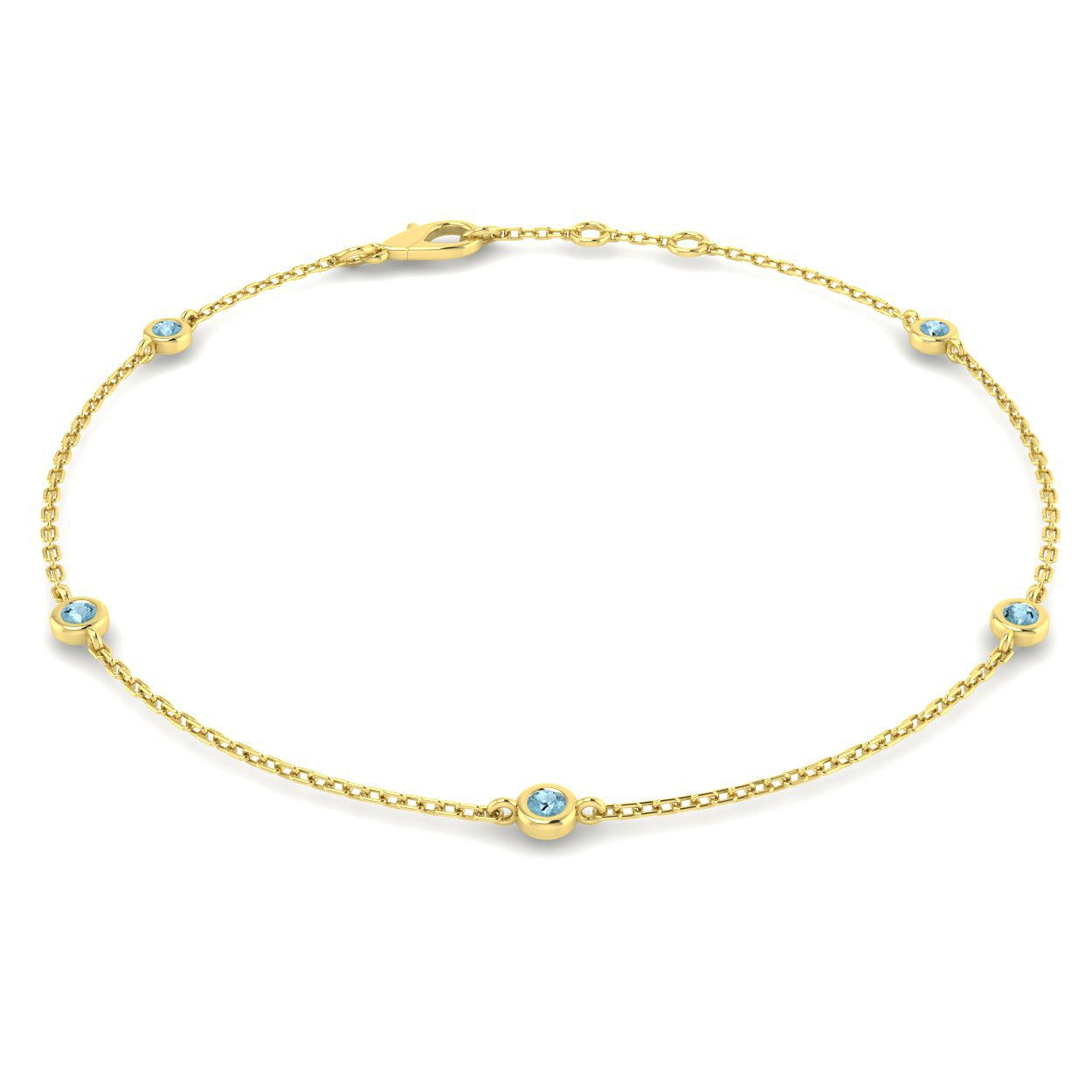 1.30Carat Round Aquamarine & Diamond Designer Bracelet 9k Yellow Gold Ready To Ship