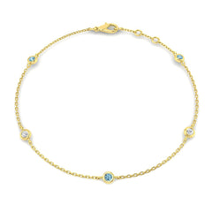 0.20Ct Round Aquamarine & Diamond Designer Bracelet 9k Yellow Gold Ready To Ship