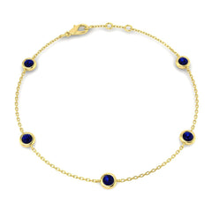 1.10Carat Round Blue Sapphire & Diamond Designer Bracelet 9k Yellow Gold Ready To Ship