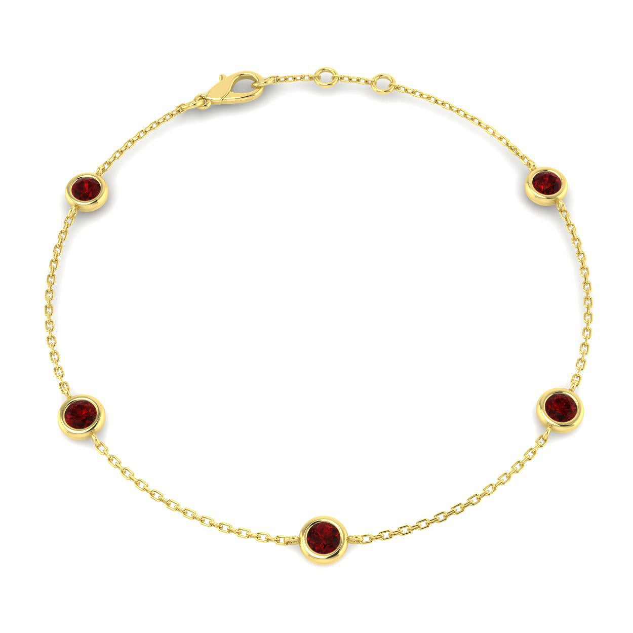 1.00Carat Round Ruby & Diamond Designer Bracelet 9k Yellow Gold Ready To Ship