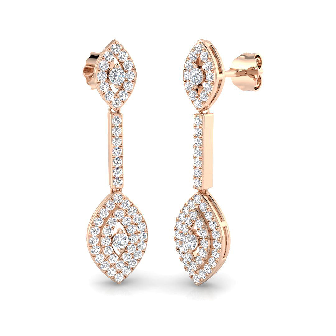 Deexy 1ct Gold Diamond Drop & Trilogy Earrings – Elegant Jewelry Luxe