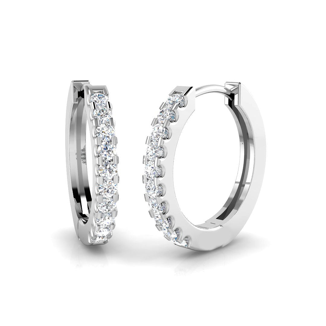 0.20 Carat D-E/VS Lab Grown Diamond Hoops Earring 9k White Gold Ready To Ship