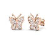 Whimsical 0.33Ct Diamond Butterfly Stud Earrings in White Gold