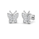 Whimsical 0.33Ct Diamond Butterfly Stud Earrings in White Gold
