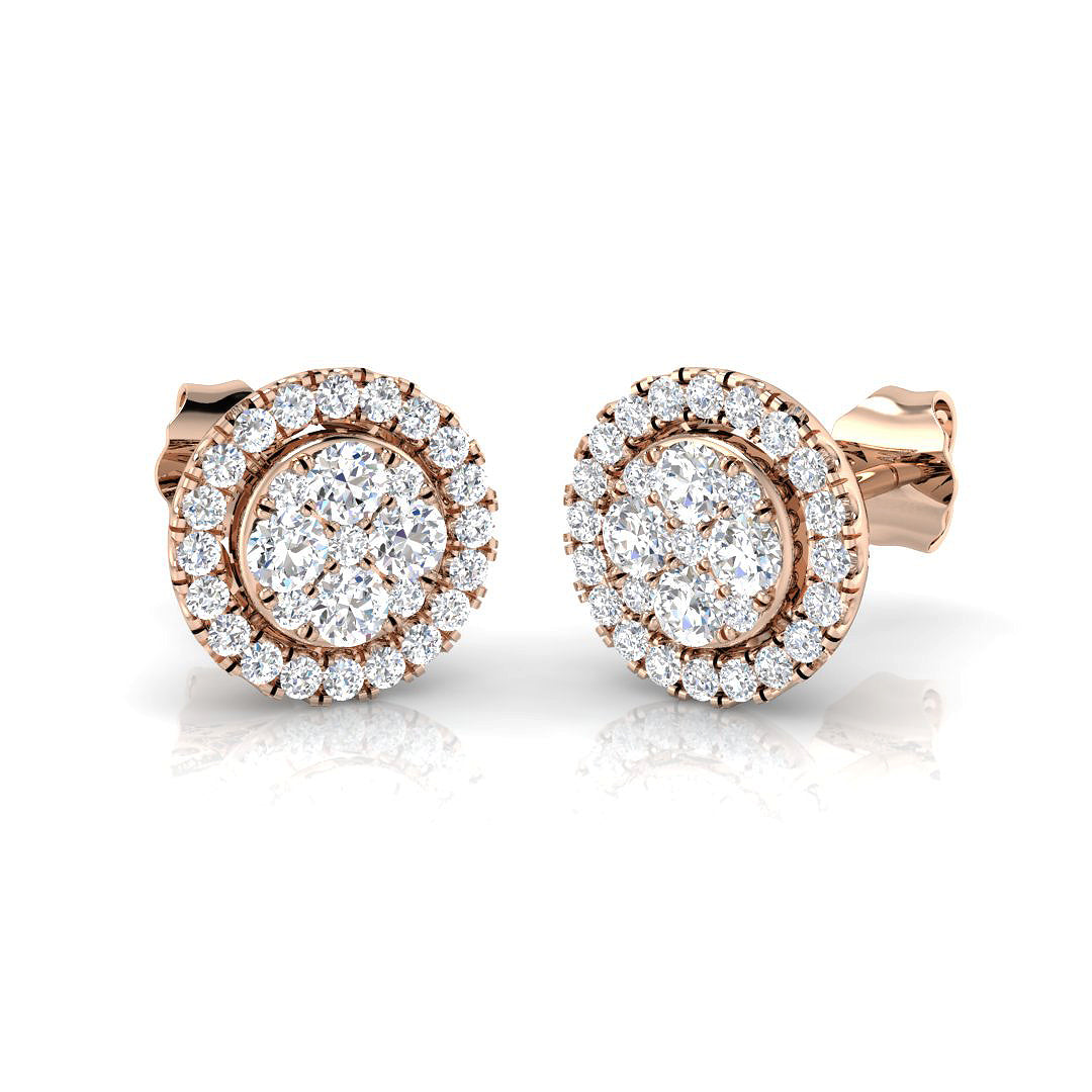 Elegant Gold Cluster Diamond Earrings | Calla Collection - 0.5ct to 1ct