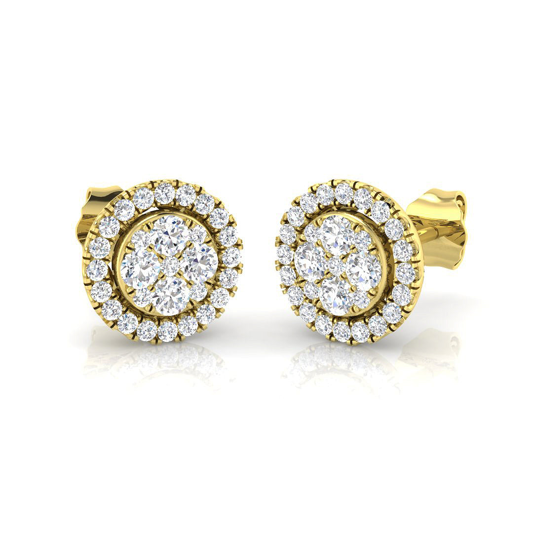 Elegant Gold Cluster Diamond Earrings | Calla Collection - 0.5ct to 1ct