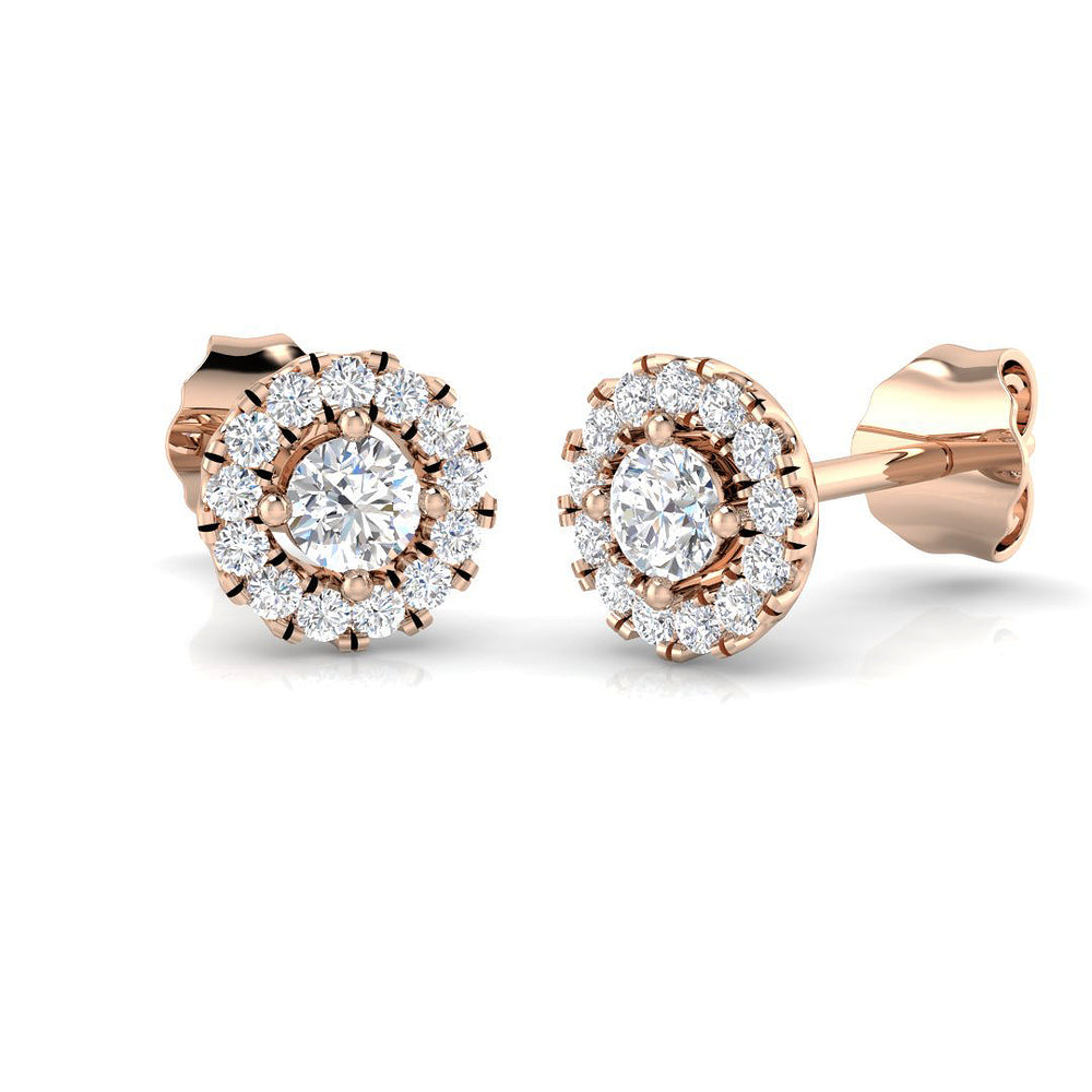 Halo Stud Earrings - 0.33 Carat Elegant Round Cluster