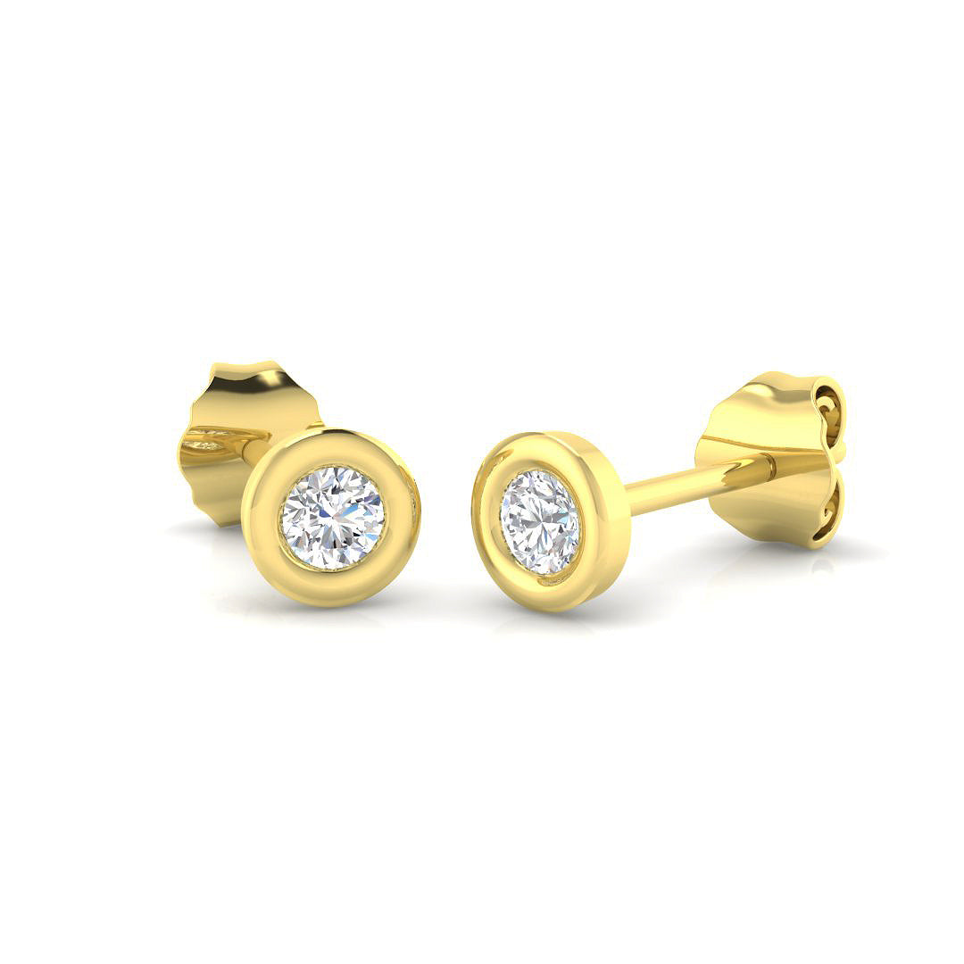 9ct Yellow Gold 0.18ct Natural Diamond Solitaire Earrings