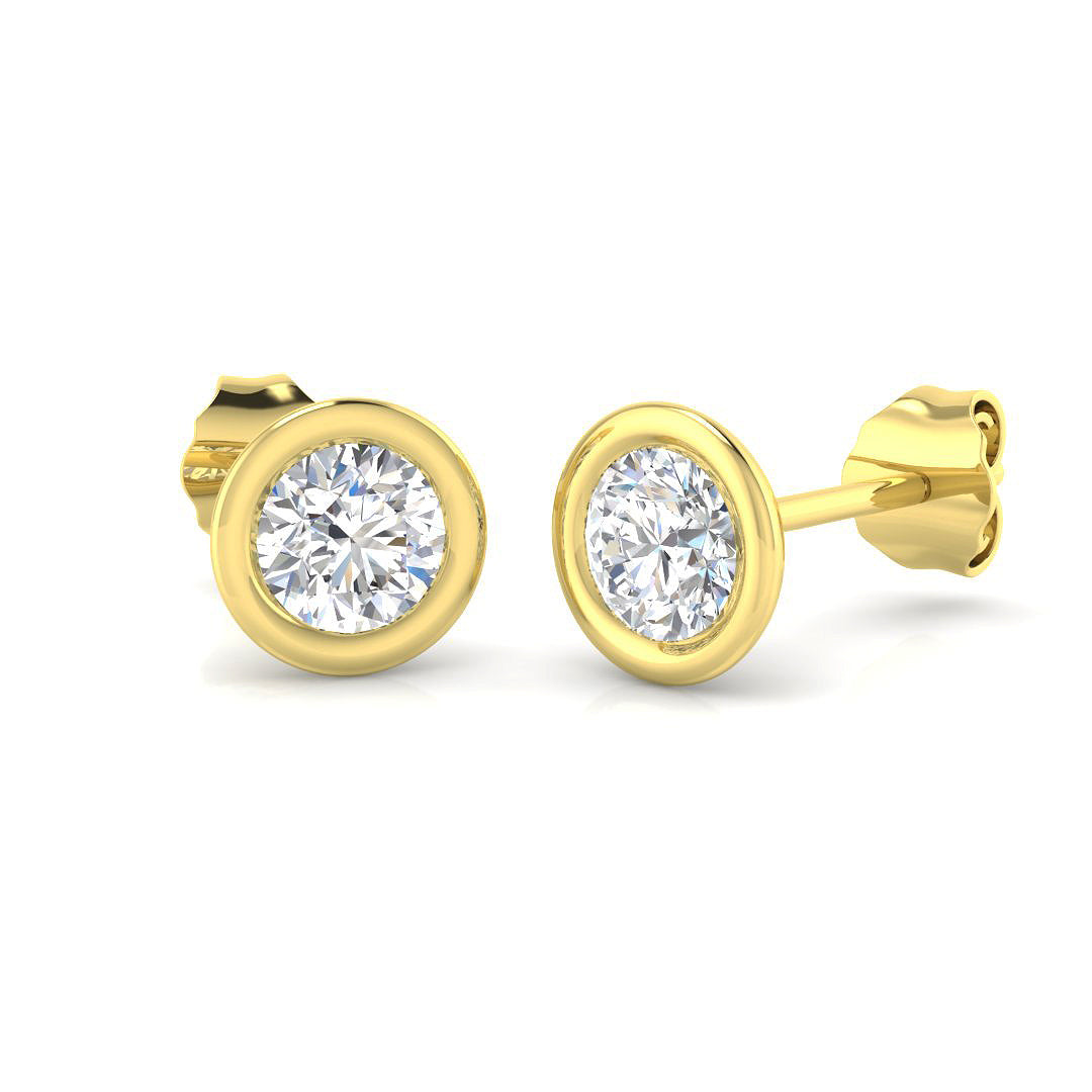 1.00 Ct DE/VVS Lab Grown Solitaire Diamond Stud Earrings | Bezel Setting