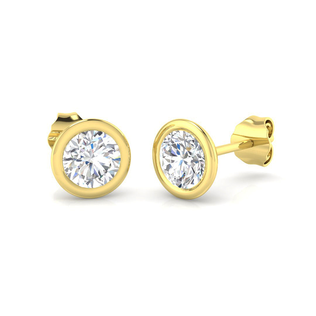 1.10 Ct D-E/VS Lab Grown Diamond Solitaire Earring 9k Yellow Gold Ready To Ship