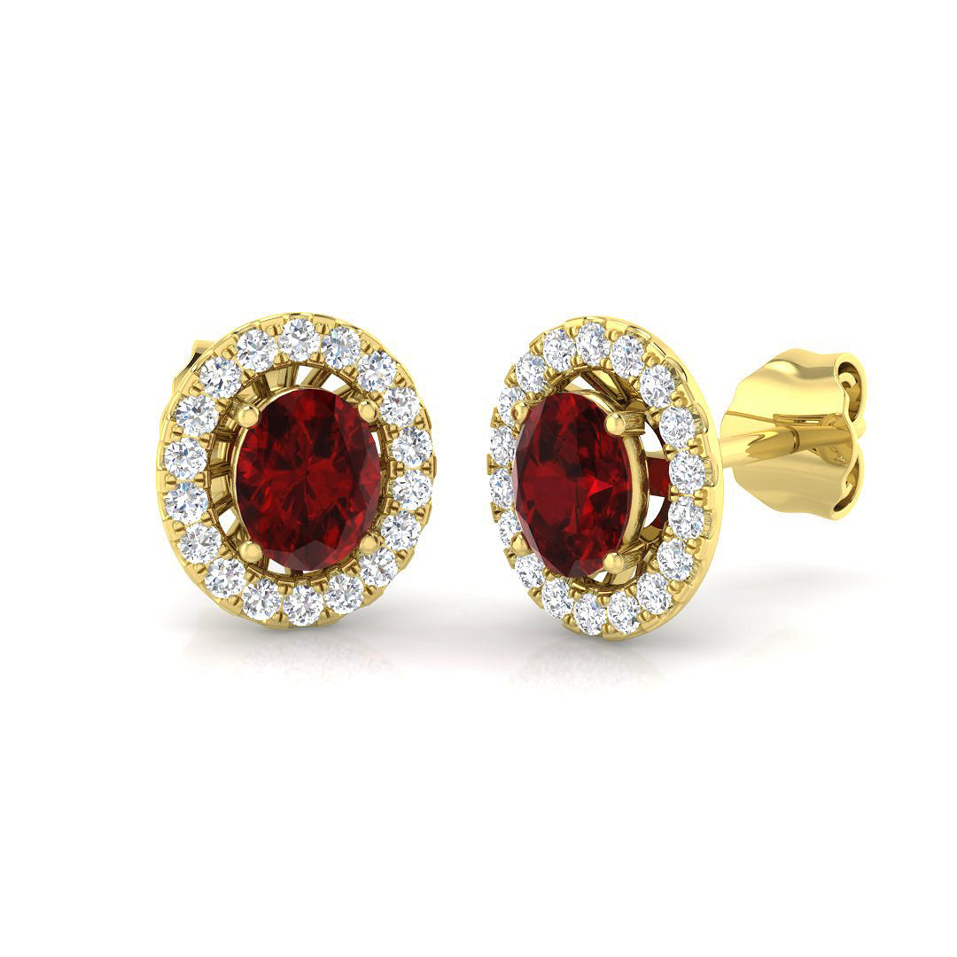 "Lusgy Ruby Gold Diamond Earrings - 1ct Luxury Jewel Elegance"
