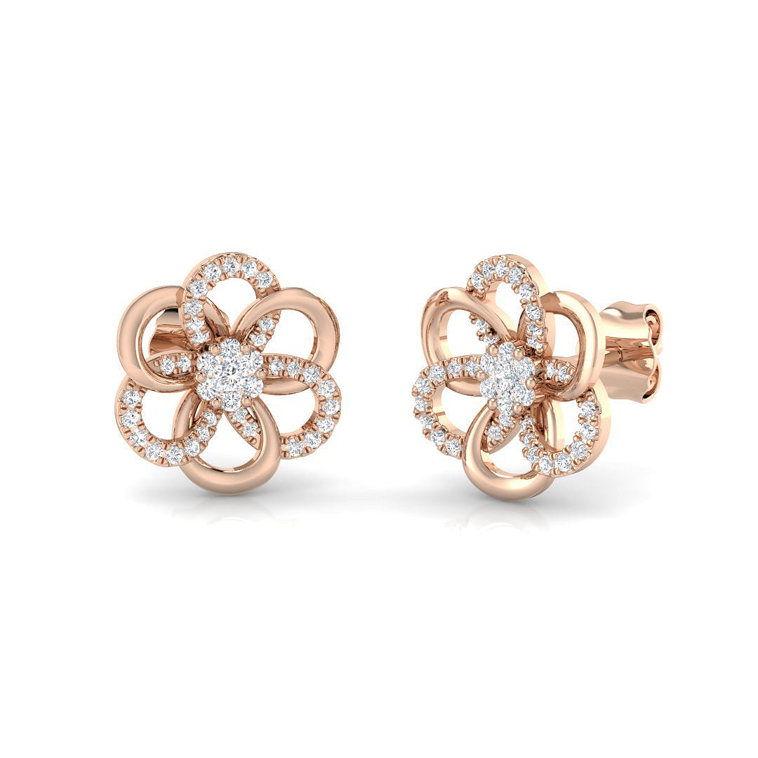 Stunning 0.20Ct Diamond Flower Stud Earrings in White Gold