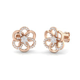 Stunning 0.20Ct Diamond Flower Stud Earrings in White Gold