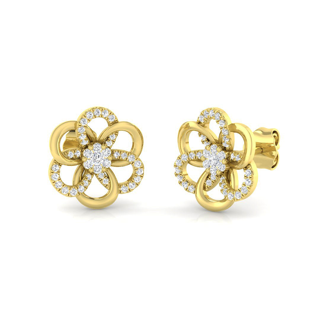Stunning 0.20Ct Diamond Flower Stud Earrings in White Gold