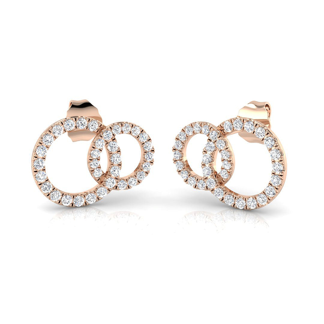 Elegant 0.33Ct Diamond Interlocking Circle Stud Earrings in White Gold