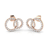 Elegant 0.33Ct Diamond Interlocking Circle Stud Earrings in White Gold