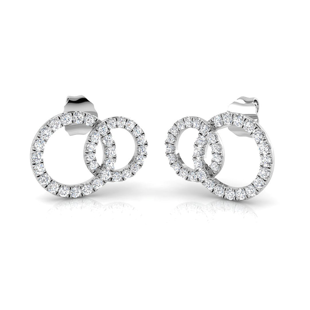 Elegant 0.33Ct Diamond Interlocking Circle Stud Earrings in White Gold