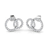 Elegant 0.33Ct Diamond Interlocking Circle Stud Earrings in White Gold