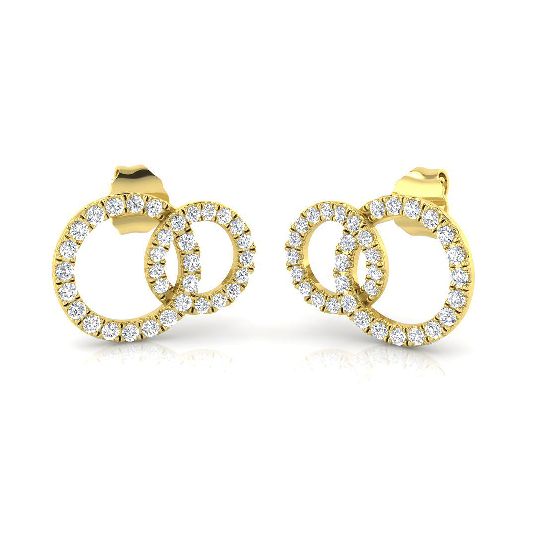 Elegant 0.33Ct Diamond Interlocking Circle Stud Earrings in White Gold