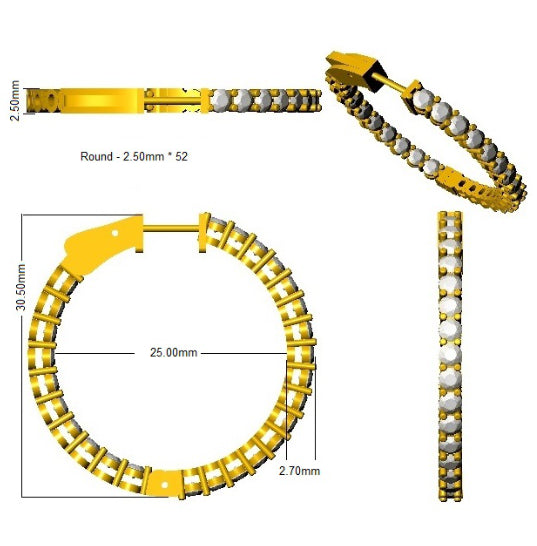Lab-Grown & Natural Round Diamond Hoop Earrings | 9K/18K Gold, UK Hallmarked
