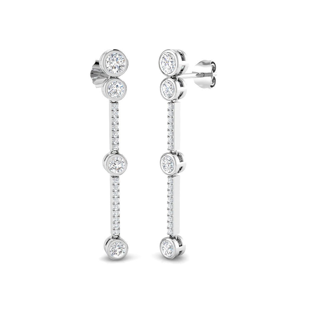 Elegant Gold Drop & Trilogy Diamond Earrings | Daggy Collection
