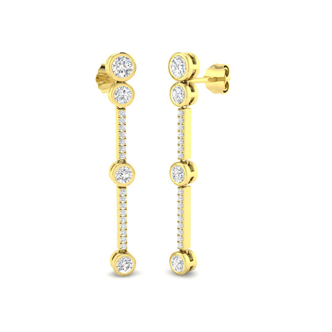 Elegant Gold Drop & Trilogy Diamond Earrings | Daggy Collection