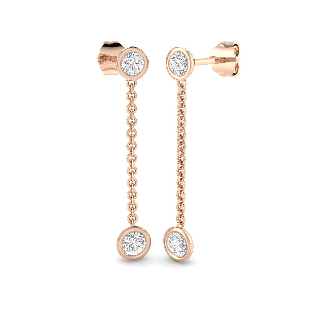 Daffy Gold Drop & Trilogy Diamond Earrings - 0.5ct Luxury Jewelry