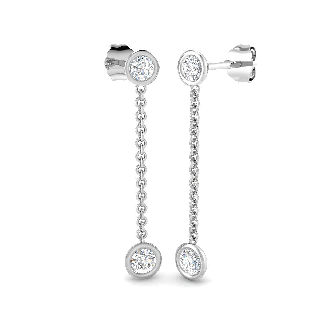 Daffy Gold Drop & Trilogy Diamond Earrings - 0.5ct Luxury Jewelry