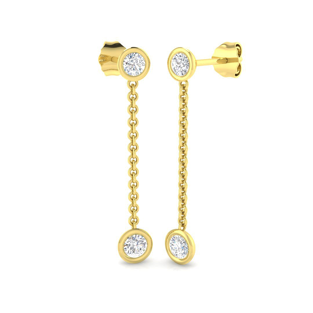 Daffy Gold Drop & Trilogy Diamond Earrings - 0.5ct Luxury Jewelry