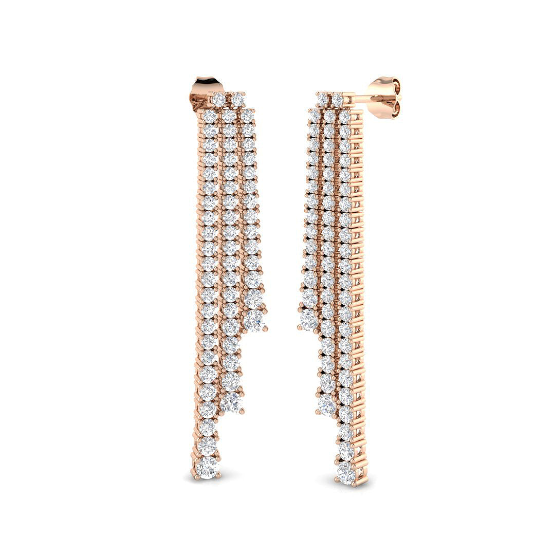Cupid Luxury Gold Drop & Trilogy Diamond Earrings | 3ct-5.5ct