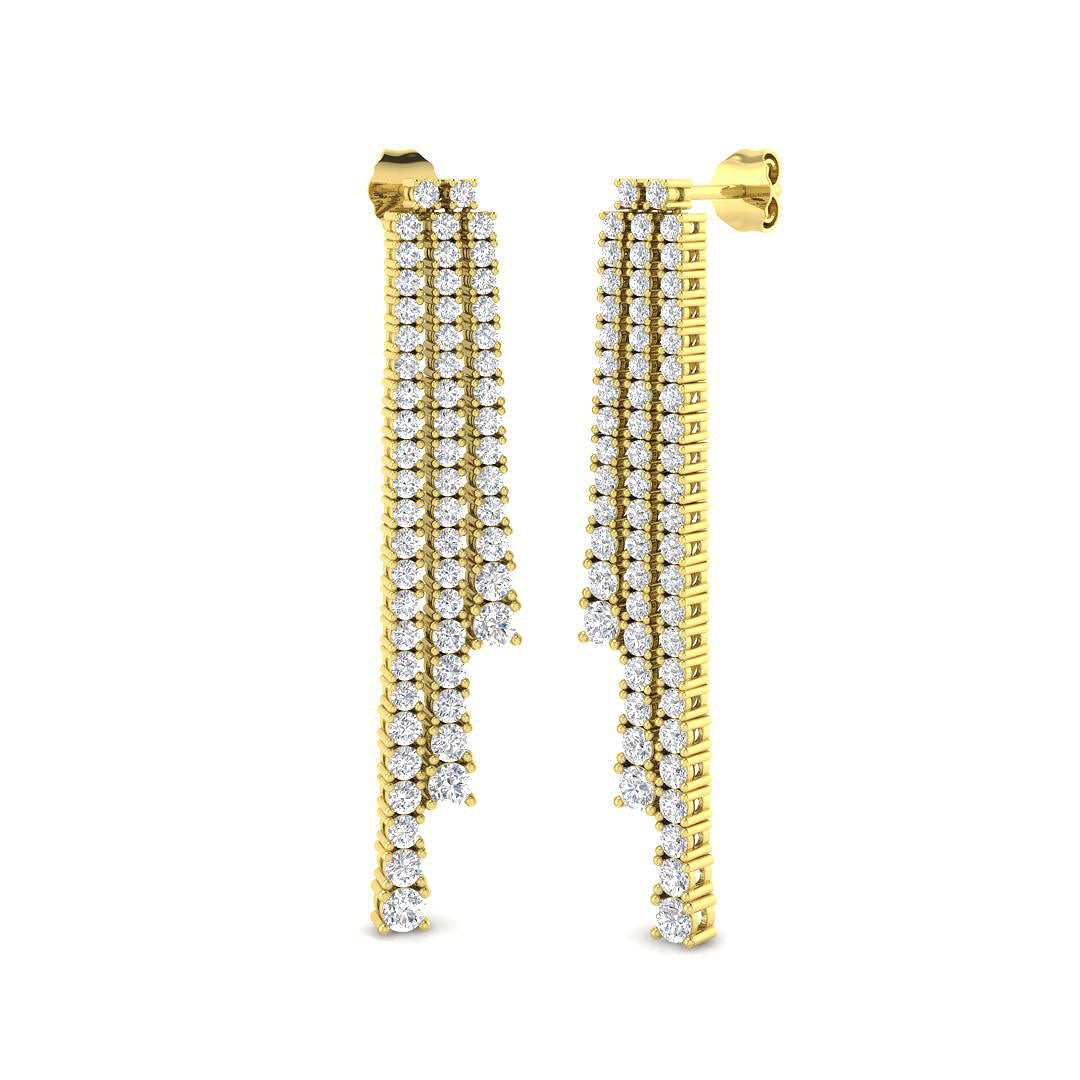 Cupid Luxury Gold Drop & Trilogy Diamond Earrings | 3ct-5.5ct