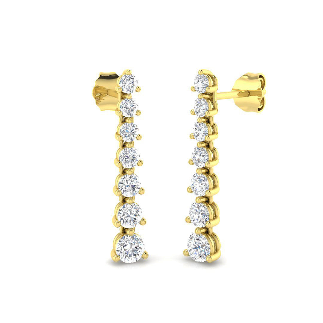 Cyany Gold Drop & Trilogy Diamond Earrings 1.25ct to 1.5ct Luxury
