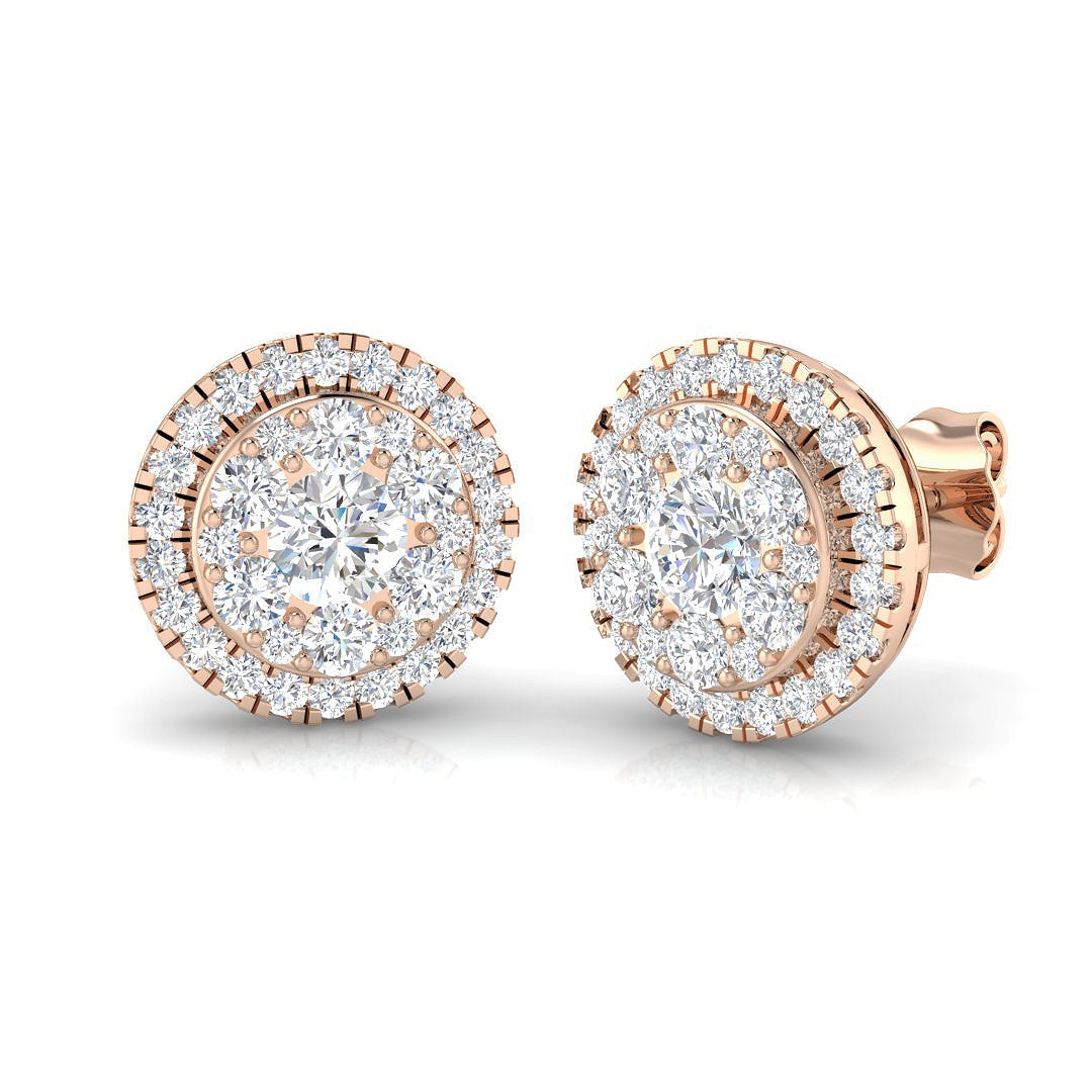 Luasoy Luxury Gold Cluster Diamond Earrings - 1.25ct to 1.75ct