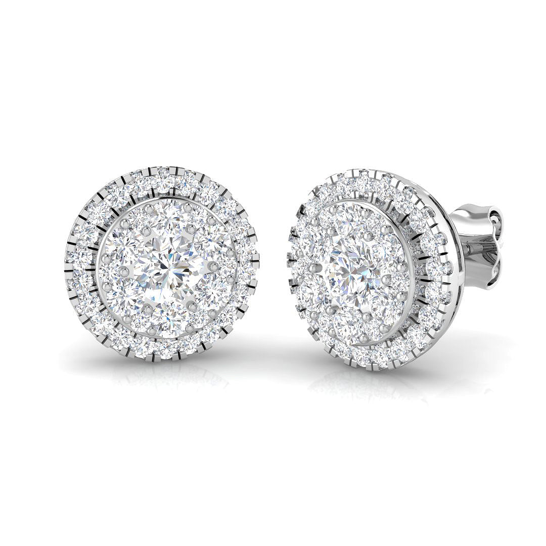 Luasoy Luxury Gold Cluster Diamond Earrings - 1.25ct to 1.75ct