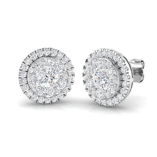 Cluster Diamond Stud Earrings | 1.25–1.75Ct | Lab & Natural | Gold & Platinum