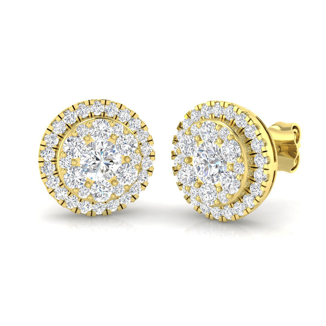 Luasoy Luxury Gold Cluster Diamond Earrings - 1.25ct to 1.75ct