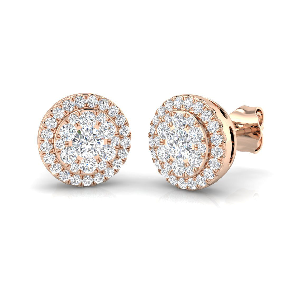 Cluster Diamond Stud Earrings – 0.5ct, 9K/18K Gold & Platinum, Lab/Natural