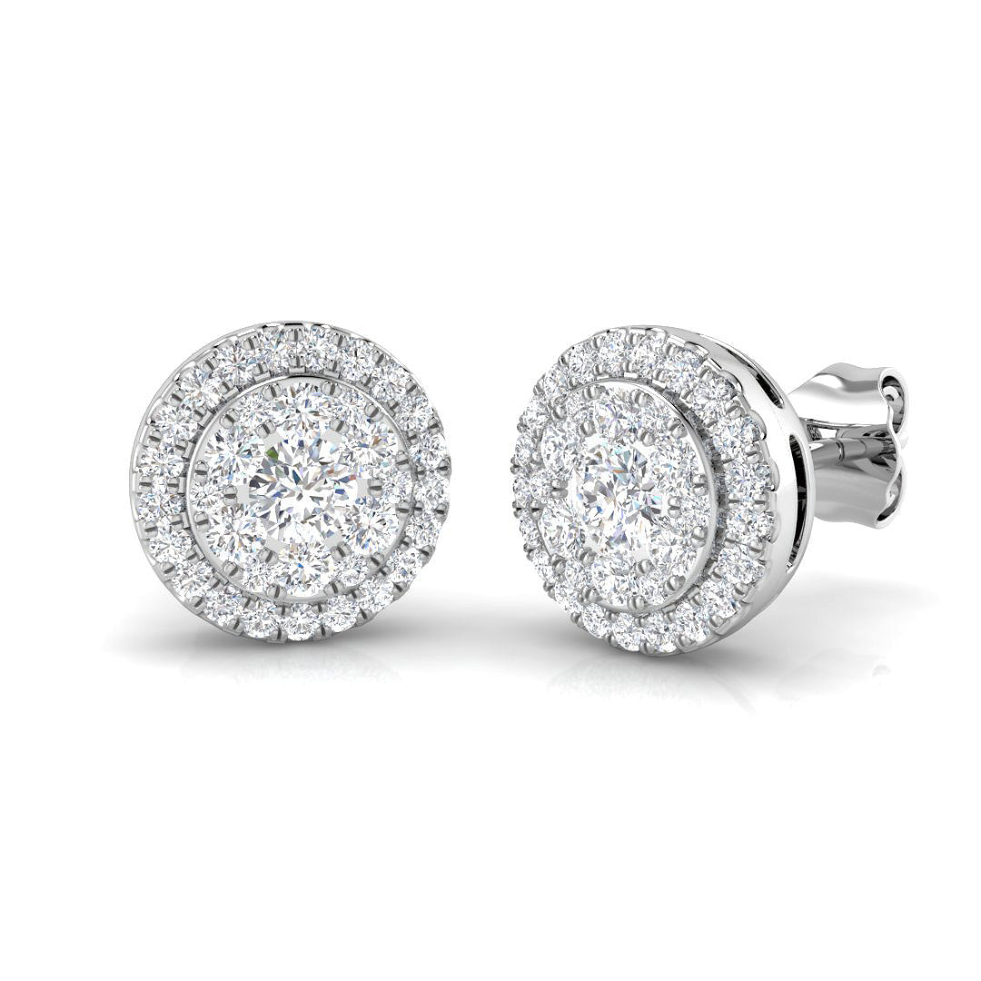 Cluster Diamond Stud Earrings – 0.5ct, 9K/18K Gold & Platinum, Lab/Natural