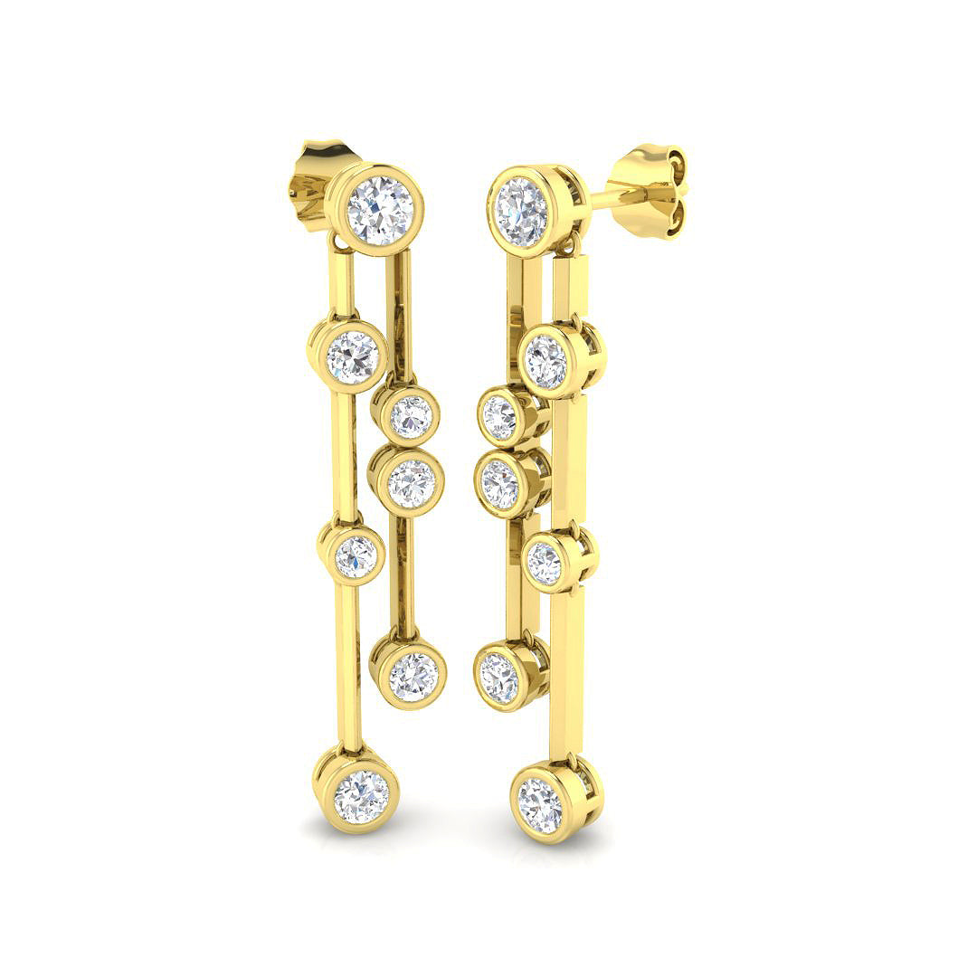 Dahly Gold Drop & Trilogy Diamond Earrings | 1.5ct to 2.5ct Luxury Jewelry