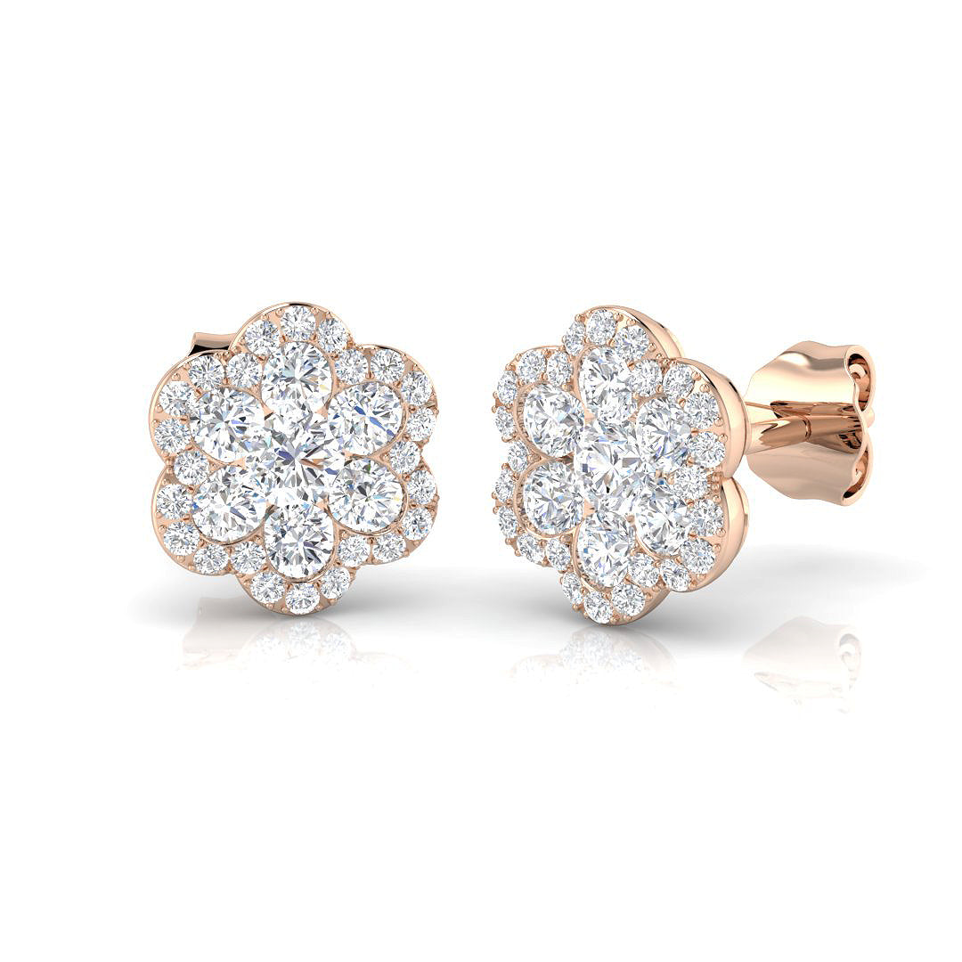 Ivy Cluster Diamond Earrings in Gold - 0.5ct to 1ct Luxury Jewelry
